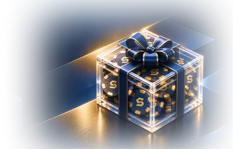 Прозрачный подарочный сундук с золотыми монетами Spin Crypto